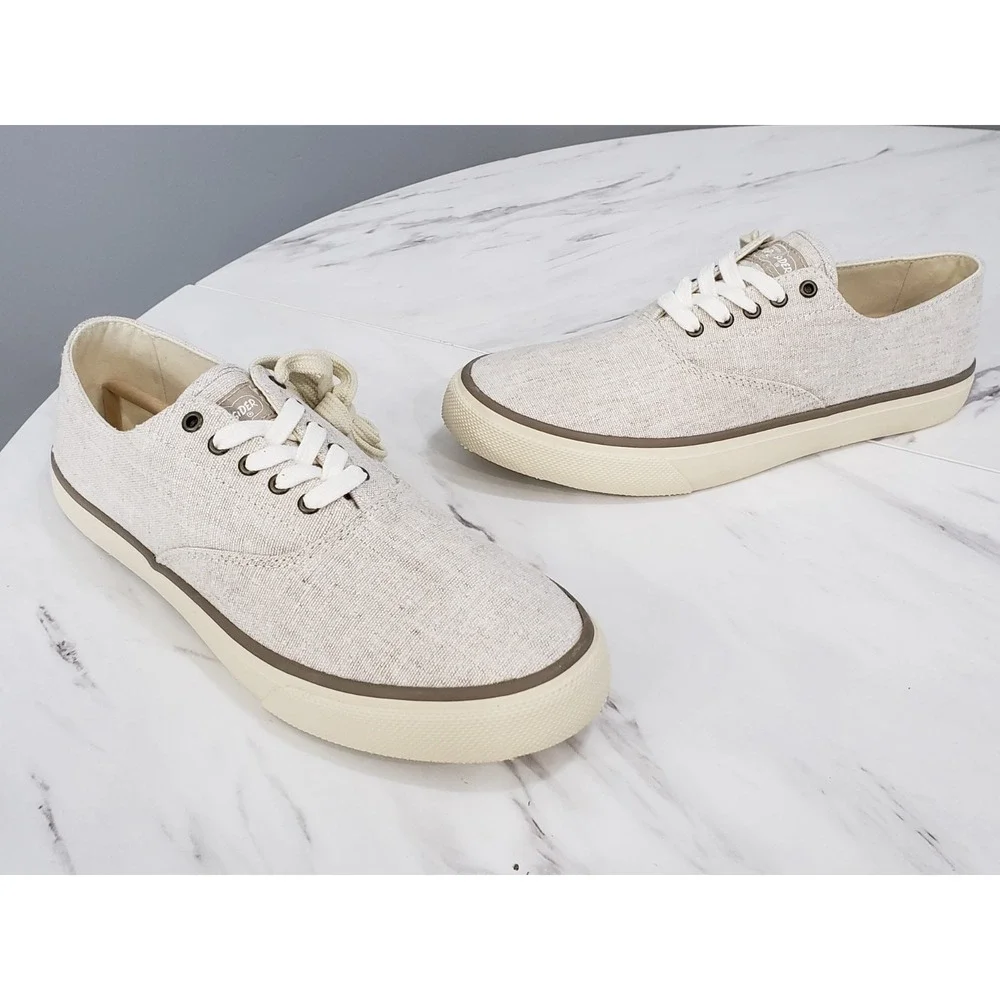 NEW MEN'S‎ 9.5 - Sperry Men's SeaCycled Striper II CVO Trainer Natural Taupe